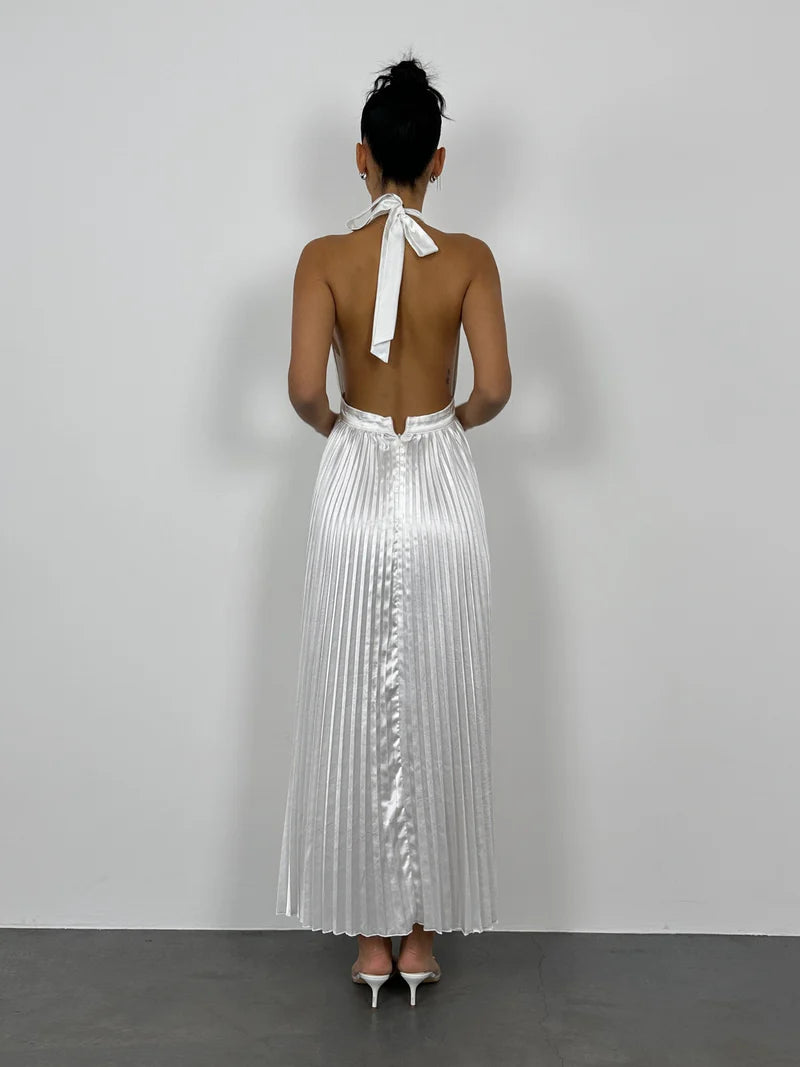 Robe Weitese élégante, col haut, robe de bal classique, coupe trapèze, sans manches, longueur cheville, couleur unie, maxi